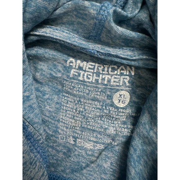 American Fighter Blue Orange Eagle LS Hooded Lightweight Athletic Shirt Size XL - Picture 7 of 11